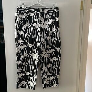 Chic Black and White Floral Trousers